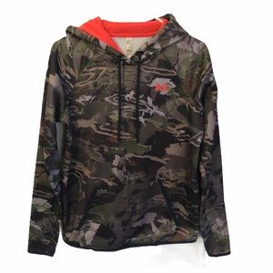 Under Armour Camo Neon Orange Hoodie Size Small